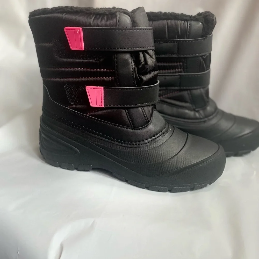 Black with Pink Accents‎ Winter Boots